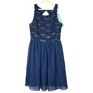 speechless blue formal dress silver sequins tulle skirt juniors 9 NWT